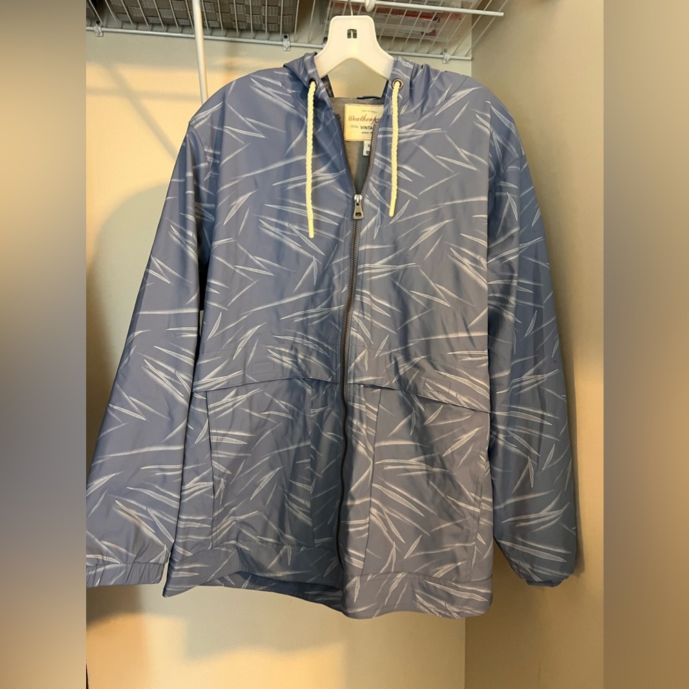 Dusty blue rain jacket